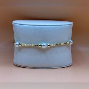 Gold (14K gold filled) and Pearl Beaded Bracelet; non tarnish; waterproof.